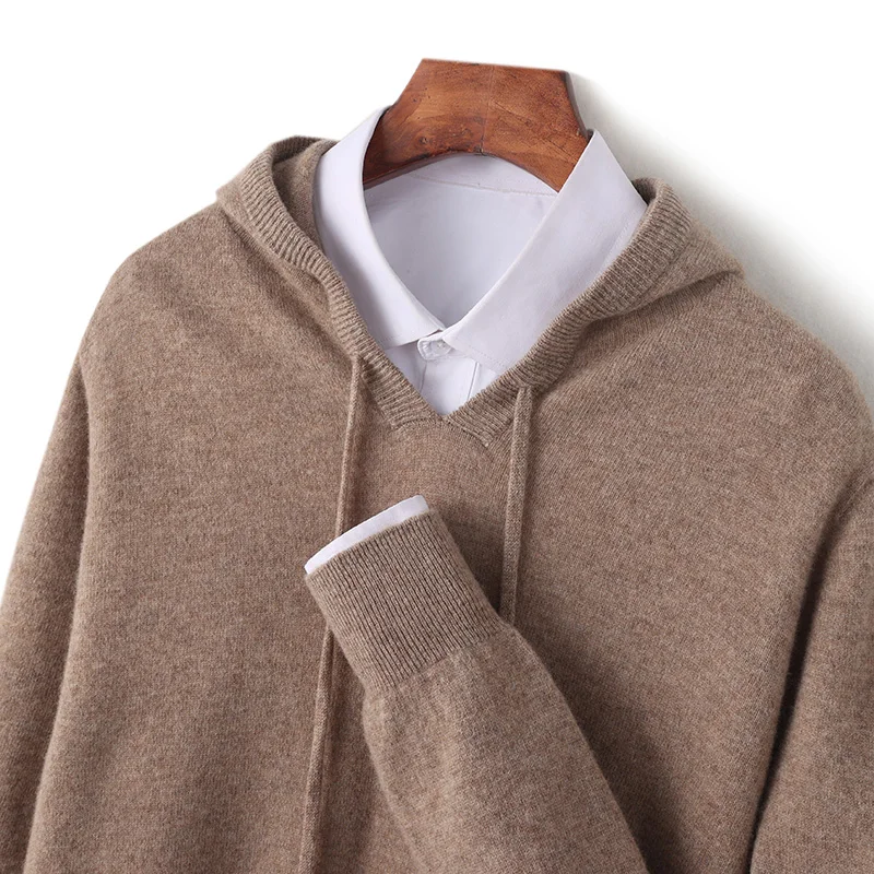 DJZDSM jesenná zima New Merino Sweater Pánske mužské 100% vlnené obojok pletené pulvover Príležitostné mikiny s dlhým rukávom