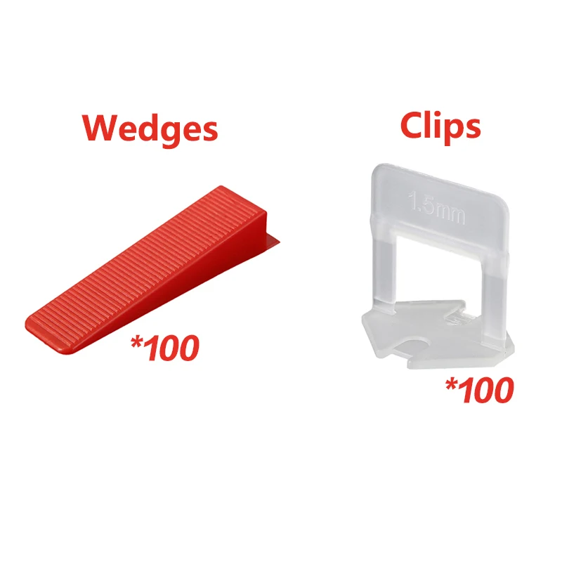 Dlaždice na vyrovnanie dlaždíc 1 mm/1,5 mm/2 mm/2,5 mm/3 mm 100 pcs Clips+100ks kliny plastových dlaždíc dlaždíc obkladov