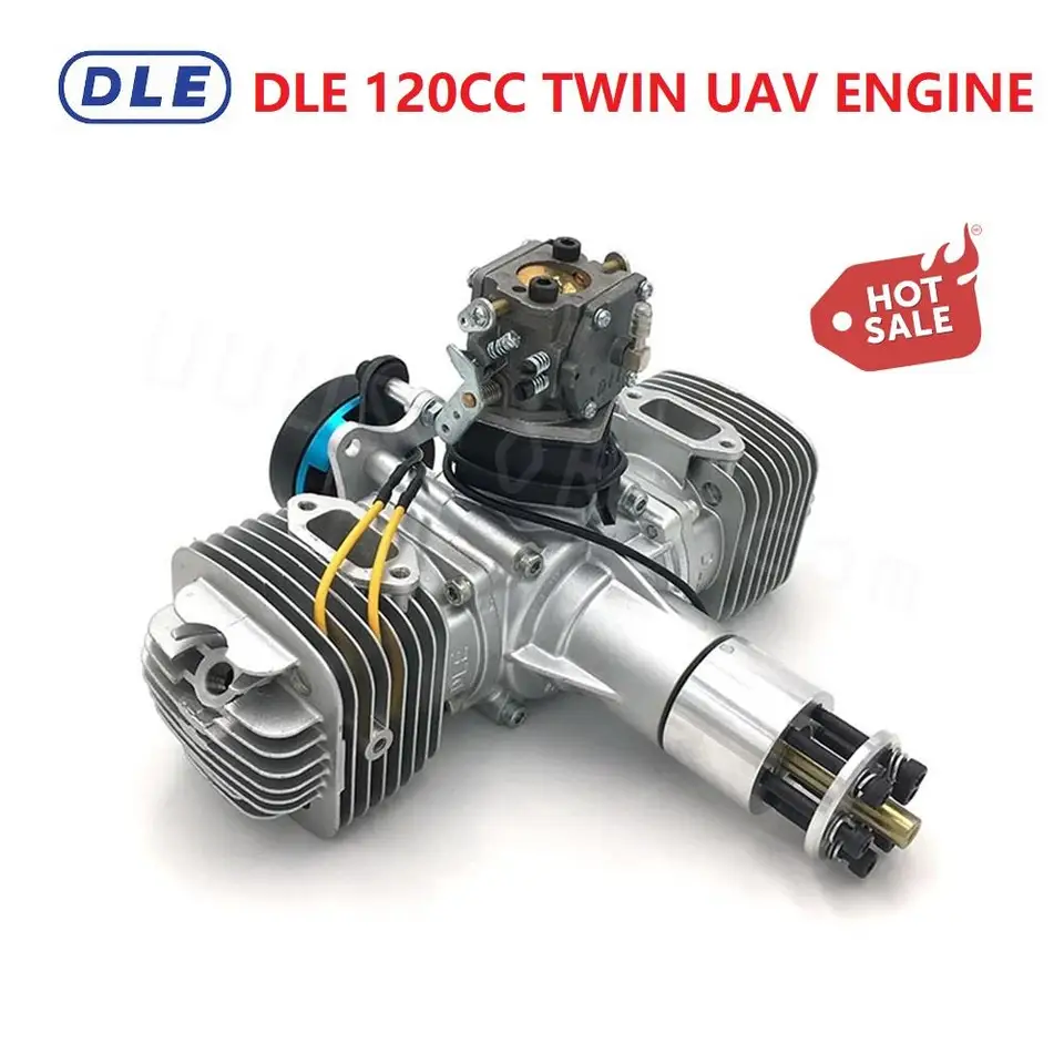 DLE 120 ccm Twin Engine UAV s systémom výkonového generátora 14V 80 W/180 W pre model letúna s pevným krídlom RC