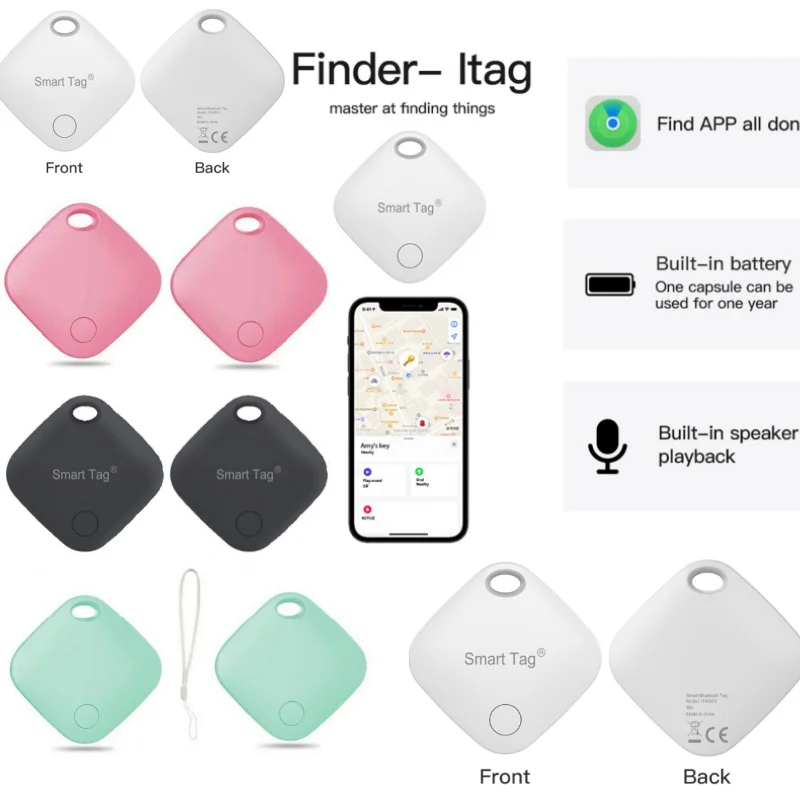 Dlhodobé inteligentné značky GPS Tracker Mini Locator funguje pre starších anti-Lost Air Tag Finder Finder Pet Peňaženka Bicykel proti Lost-Lost Alarm