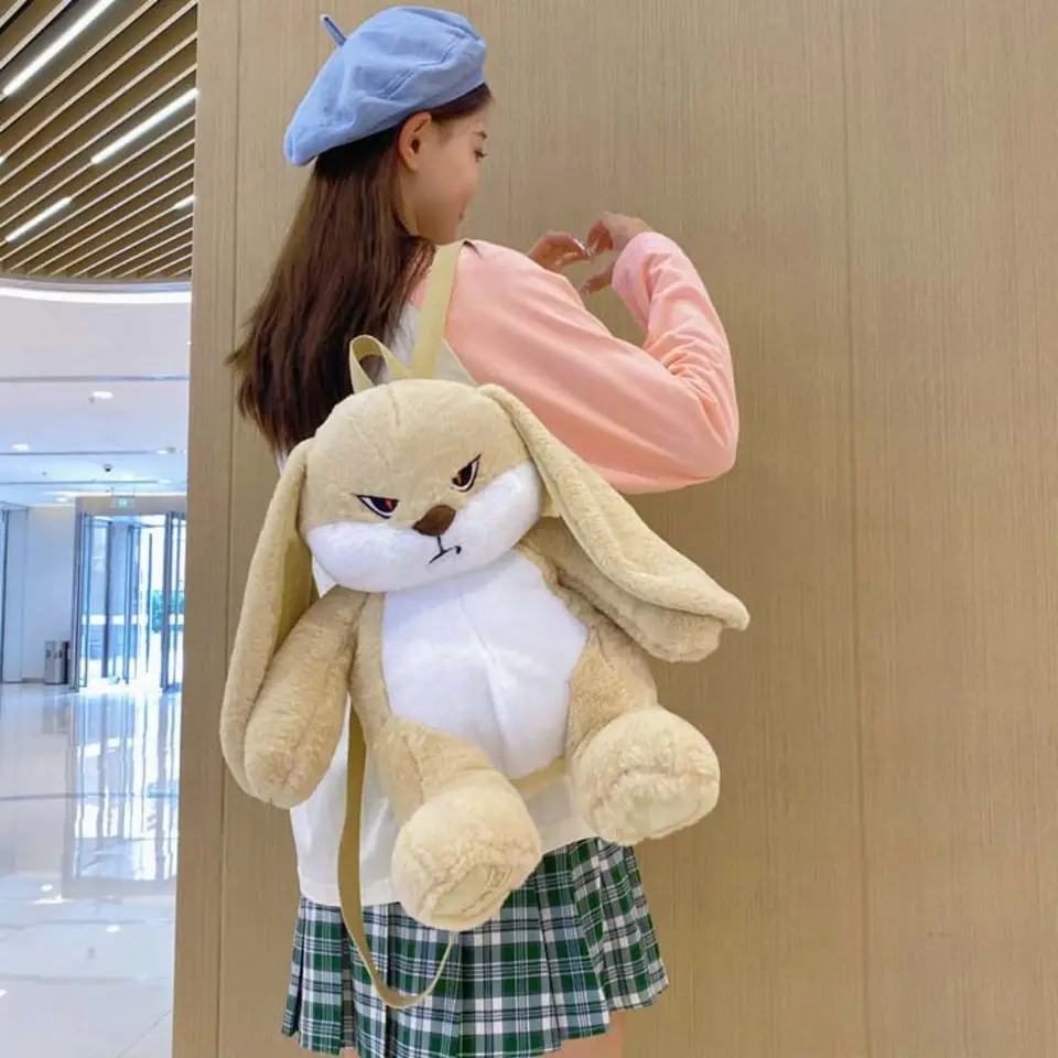 Dlhý uší králik hnev Bunny plyšový batoh naplnený bábik