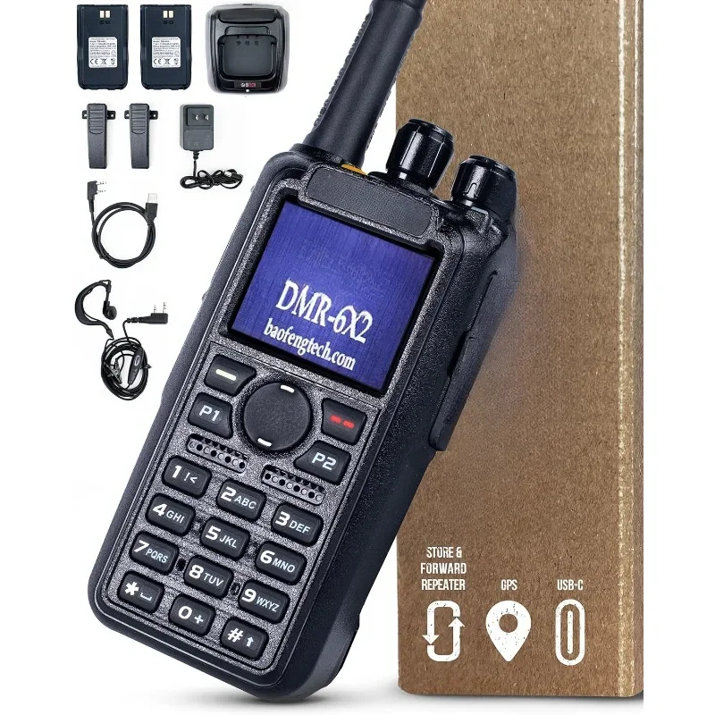DMR a analógové dvojsmerné rádio (USB-C batéria)-7W VHF/UHF (136-174MHz a 400-480MHz, šifrovanie
