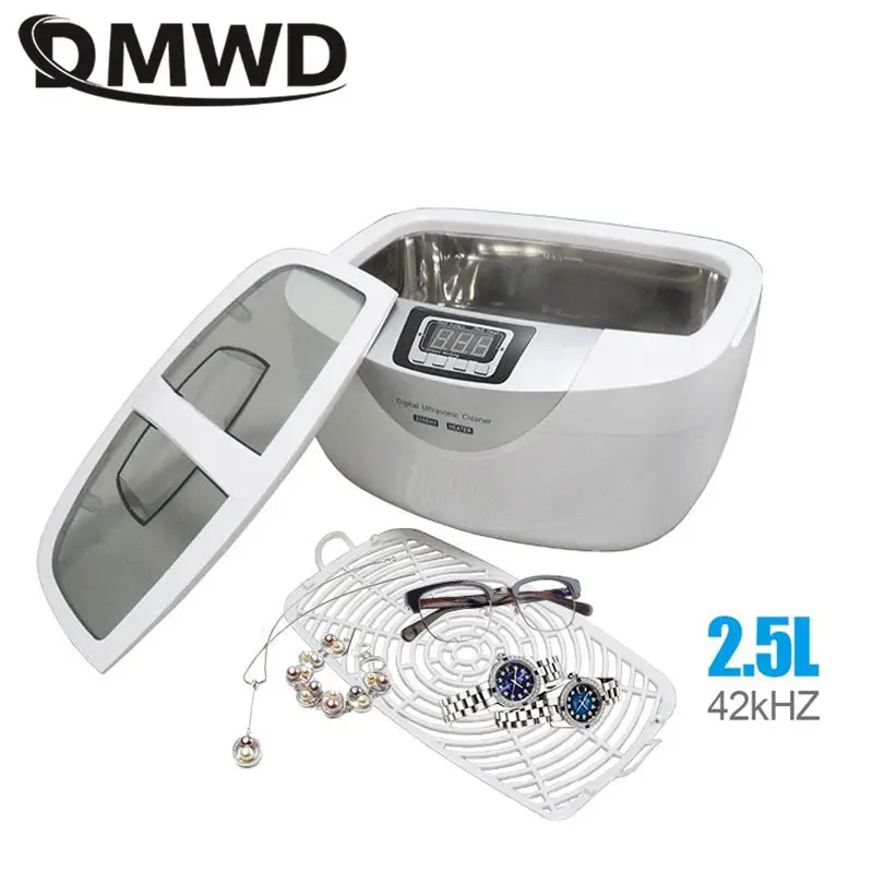 DMWD 2,5L 110/220V ultrazvukové čistiace šperky čistiaci stroj hodinky na umývanie kôš zubné vykurovanie ultrazvukovej zeleninovej podložky