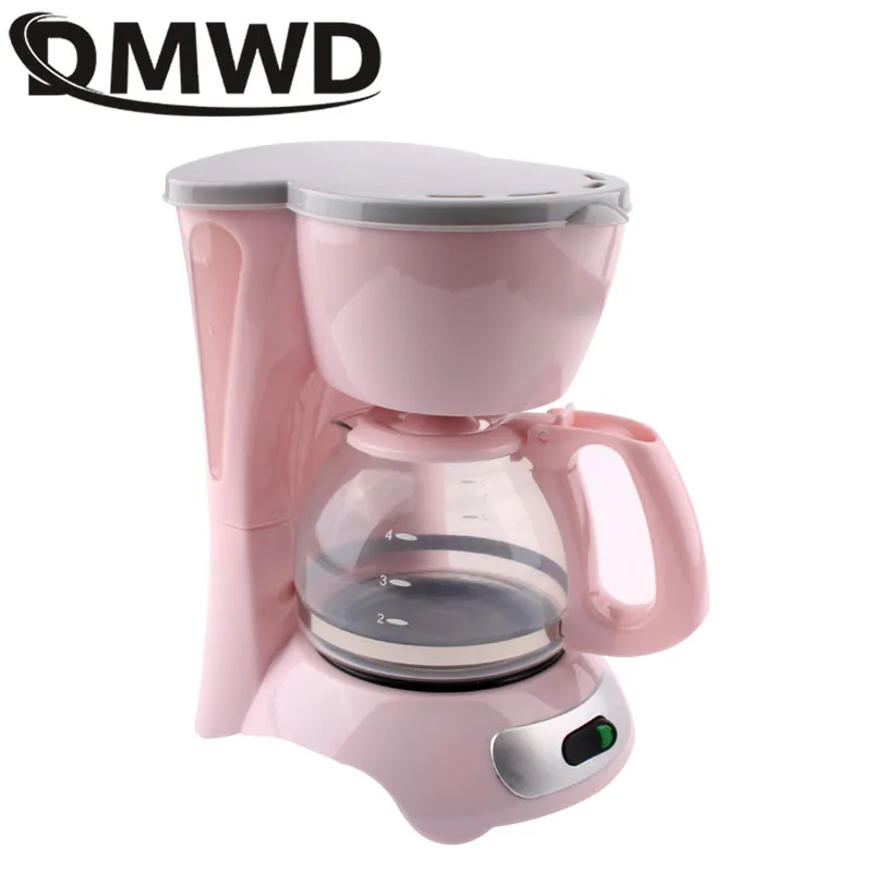 DMWD poloautomatická elektrická elektrická kávová kávovar Mini 0,6 l Moka Drip Cafe American Coffee Brewing Machine Čajový kotol