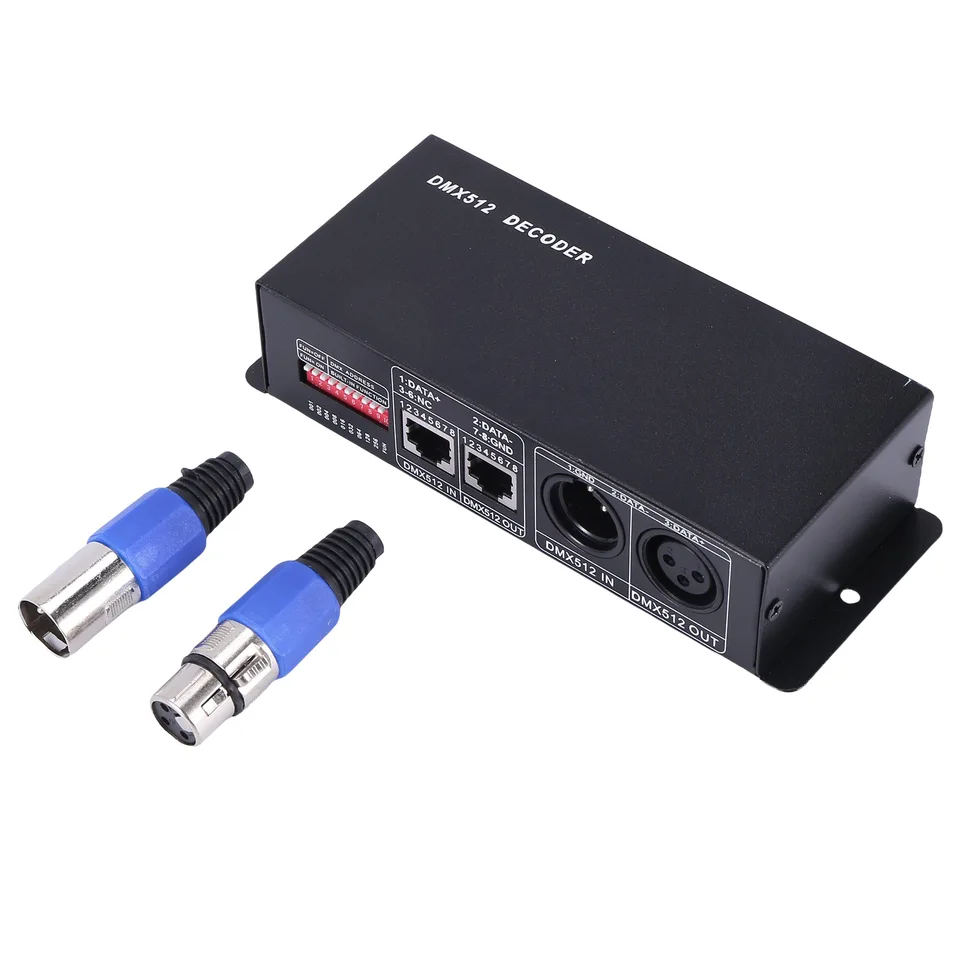 DMX 512 4CH x 8A Dekodér LED radič 4 kanál ovládač RGBW LED páska DC 12V - 24V