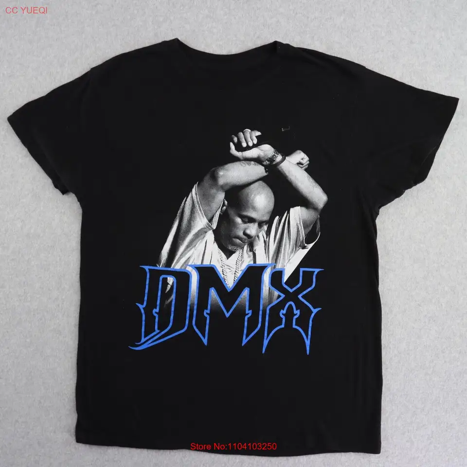 DMX Dospelý tričko s veľkosťou košele stredné ramená krížom v čiernom tričku dámske oficiálne