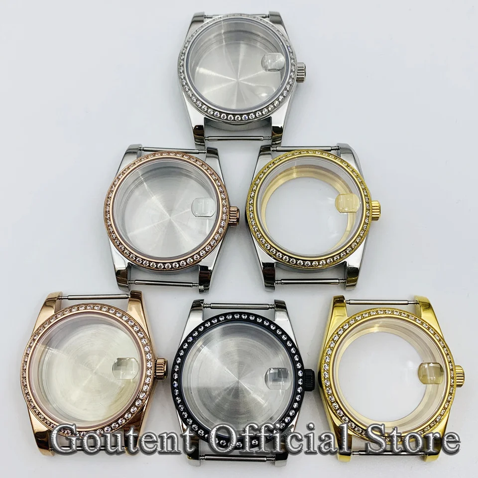 Dna 36 mm 39 mm zafír strieborný zlatý čierny drahokamový rámec rámec hodiniek Fit NH35 NH36 ETA 2836 2824 PT5000 MIYOTA 8215 Pohyb