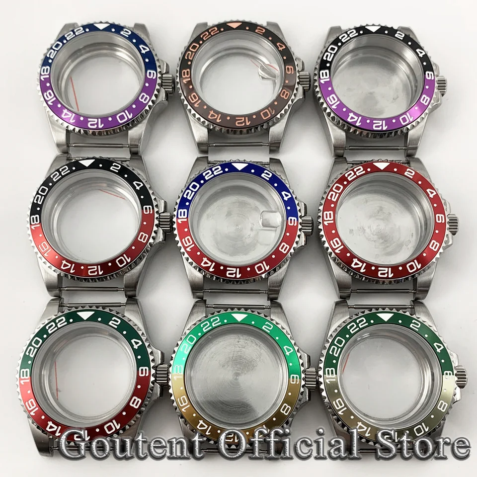 Dna 40 mm Sapphire Glass Case Pase Red Green Black Titanium GMT Fit NH35 NH36 Miyota 8215 821A ETA2836 2824 MOHE