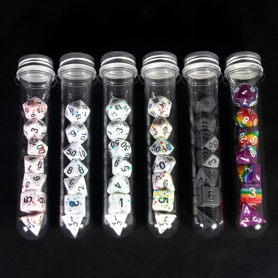 DND Game Polyhedral DICE Set 7ks D4, D6, D8, D10, D12, D20 Multi Side Games s trubicou, pre Roll Hra Games Board Game