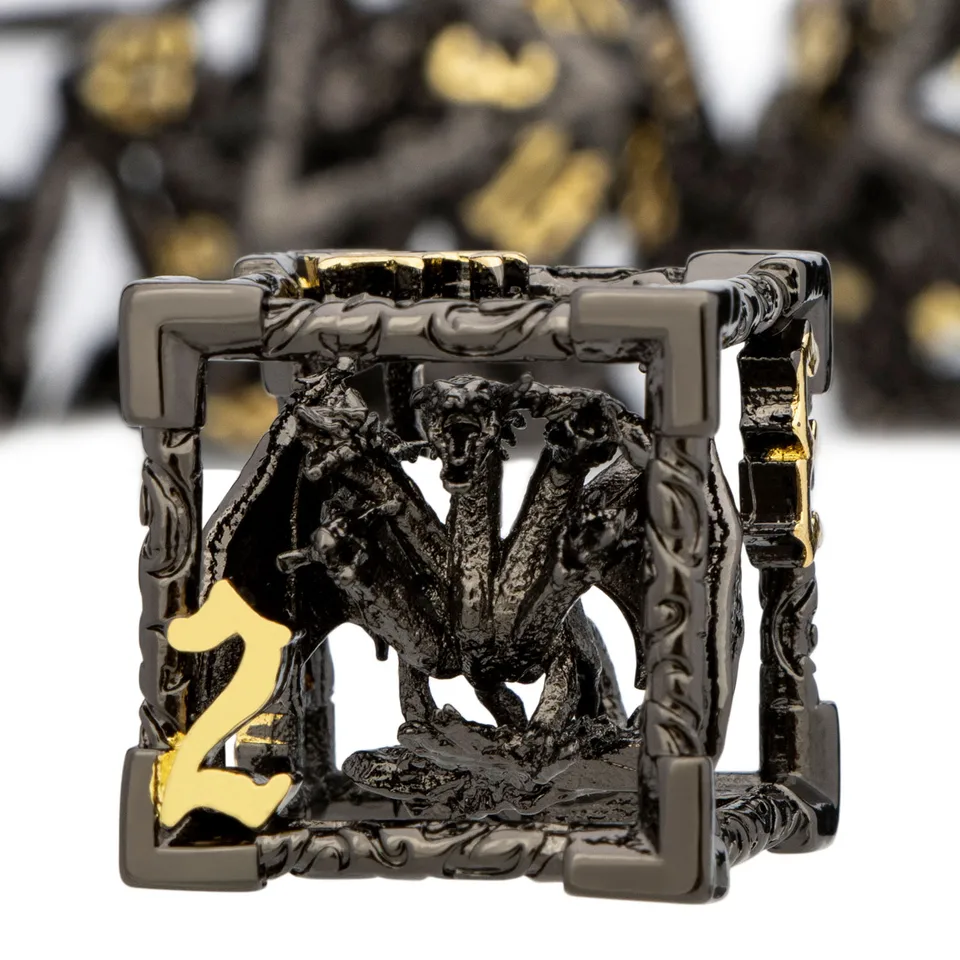 DND Metal Hollow Draw Dragon Dice Black D a D D20 Dungeon a Dragon Role Hrací kocky D+D D6 Polyhedral DICE RPG D&D DICE SET