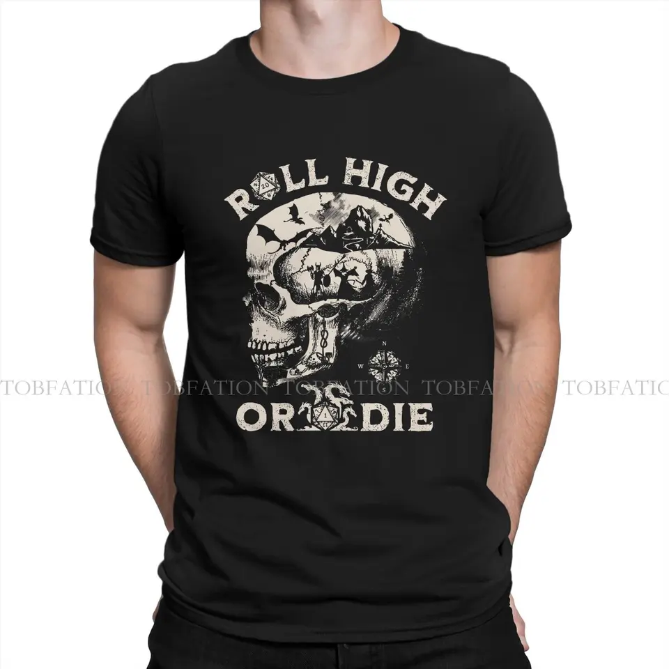 DND Roll High alebo Die Tieň Punk Pance Tees Summer 100% bavlnené odevy O-krk tričko
