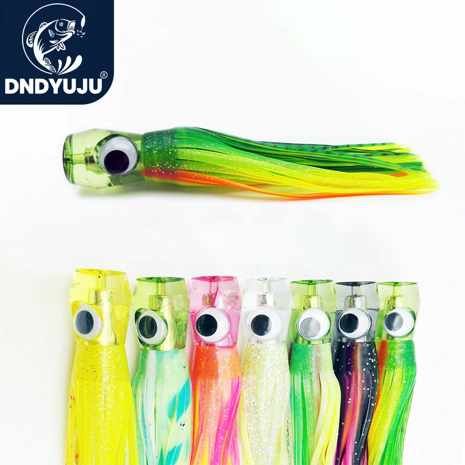 Dndyuju 1pcs morský rybolov Návretie 55 g/17 cm rybársky rybársky návnada akrylovej živice chobotnica bionická chobotnica rybárska návnada sukň