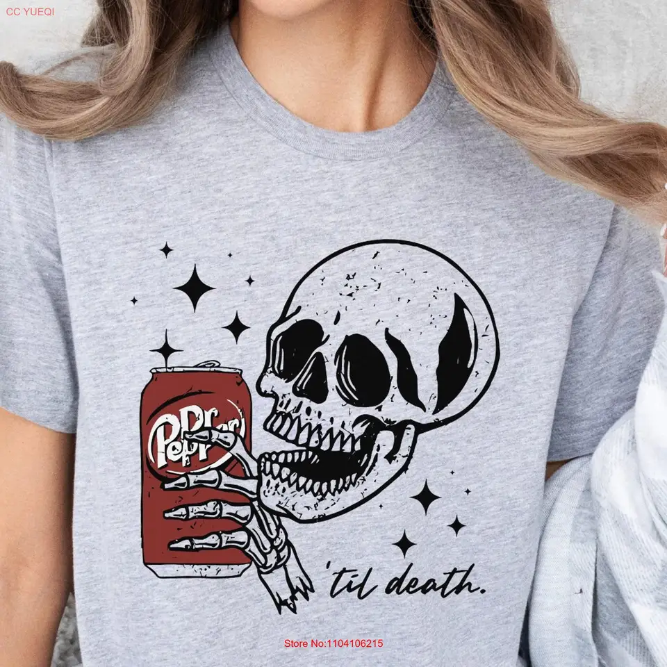 Do smrti Dr Pepper T košele kostru Halloween Swater roztomilé pitie dlhé alebo krátke rukávy