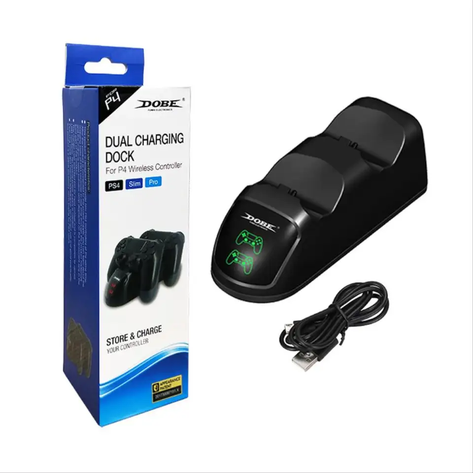 Dock nabíjačky pre radič PS4/PS4 Slim/PS4 Pro, Dual USB Joolstick Rýchle nabíjanie, nabíjačku Stand, GamePad nabíjačku s indikáciou