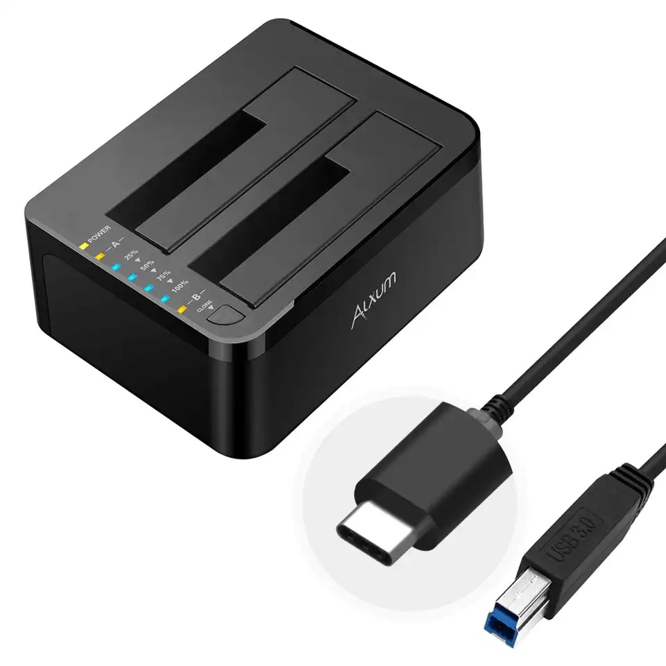 Docking Station Dual-Bay Dual-Bay Dual-Bay pre 2,5/3,5 palca HDD SSD SATA na USB C 3.0 HDD Docking Station podporuje offline klon
