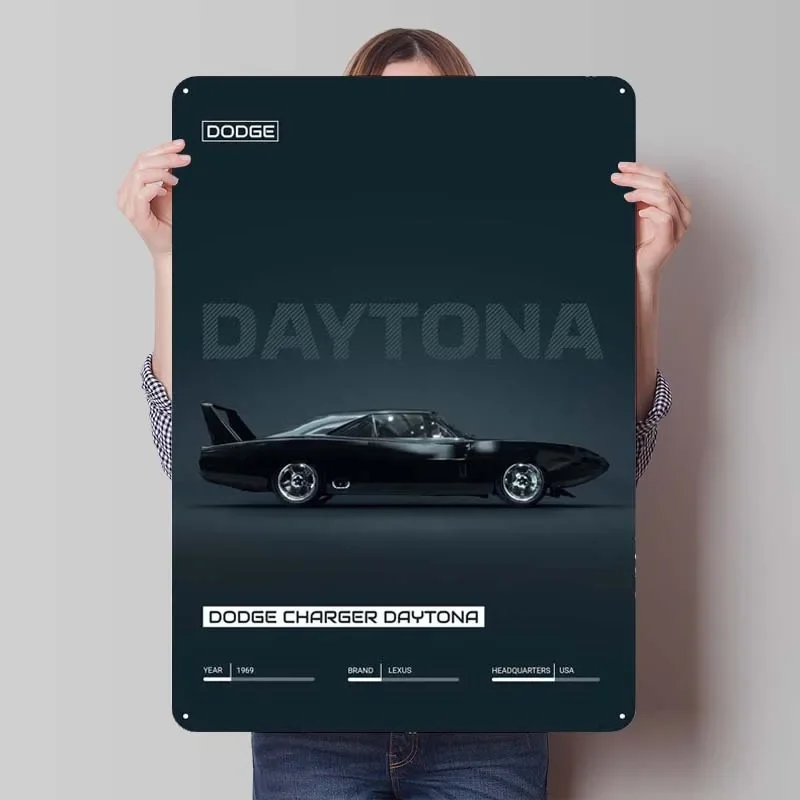 Dodge Charger Daytona 1969 Sign autá plagáty dekoratívne kovové taniere kovové plechové znamenie pre garážovú nástennú umenie dekorácie dekorácie