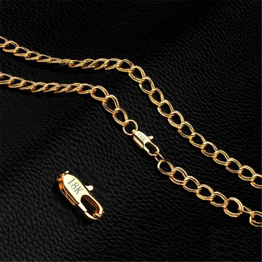 Dodávka zadarmo 20 palcov zlato 9 mm Horúca 18 K Náhrdelník