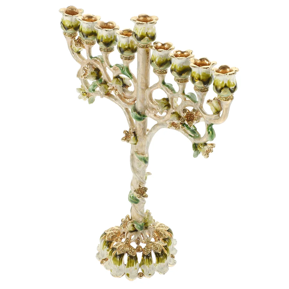 Dodávky zdobia vintage menory candelabra zliatiny zliatiny zliatiny stojan na svadobnú základňu