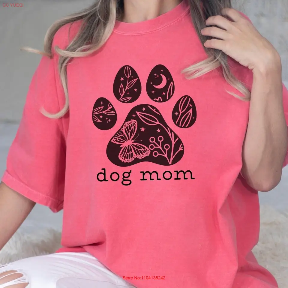 Dog Mama T košeľa Pawprint Mama Lover Pet Vianoce Majiteľ dlhé alebo krátke rukávy