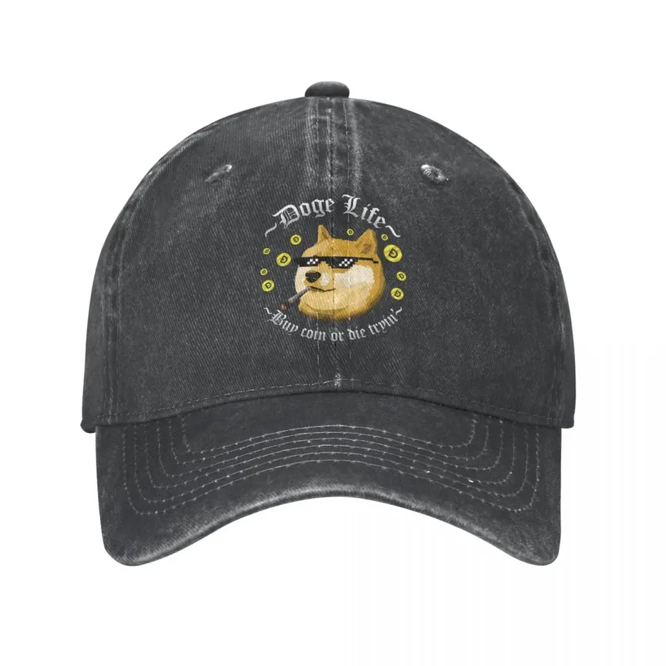 DOGE LIFE DOGECOIN Jarná letná čiapka Dad Baseball Cap Classic Bitcoin Crypto BTC Sunhat Denim Sport Casquette