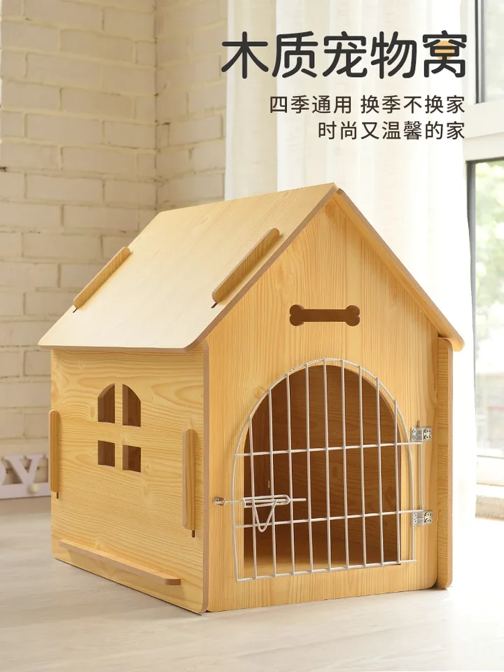 Doghouse, Dog Cage, Drevené domy, Universal Cat House Four Seasons, malý, stredný, veľký vnútorný, vonkajší, letný ps