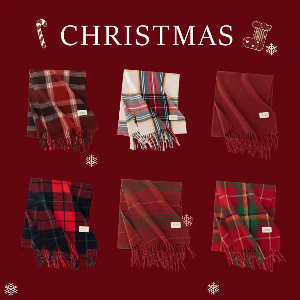Doiaeskv Vianoce Red Plaid Case Winter Winter World Dámska šálka šál teplý šál