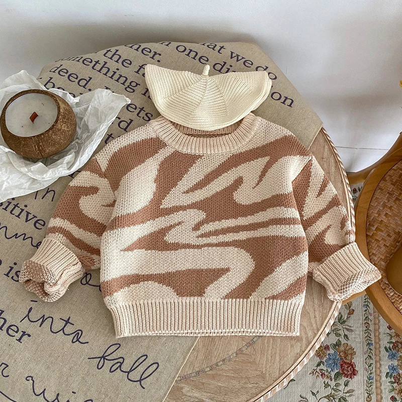 Dojčenské deti Dievčatá chlapci chlapci s dlhým rukávom Tlač pletene Sweaters Autumn Dievčatá Detské oblečenie Sweaters