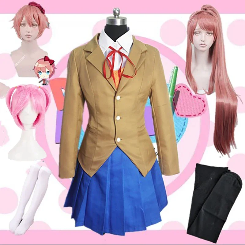 Doki Doki Literature Club Monika Sayori Yuri Natsuki Cosplay kostým School School Uniforma Girl Game Costume