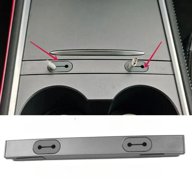 Dokovacia stanica USB Hub pre Tesla Model 3 Y Center Console Telefón nabíjanie káblovej klip Central Control Data Line Organizátor Hub Box