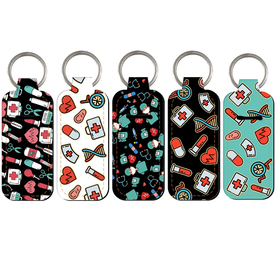 Doktor klipka na rúžový držiak na karikatúru kľúča tlačeného kľúča karikatúra Keyring Trendy Lip Balm balzam retiazky Charge kúzla cestovné doplnky