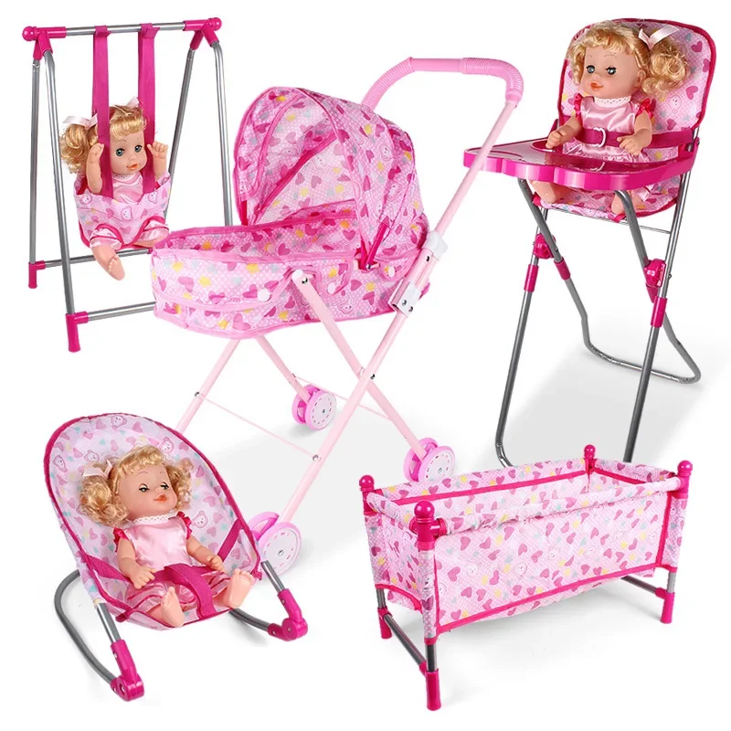Doll House doplnky hojdacie stoličky hojdačka posteľ jedálenská stolička detská hračka simulačný nábytok nábytok