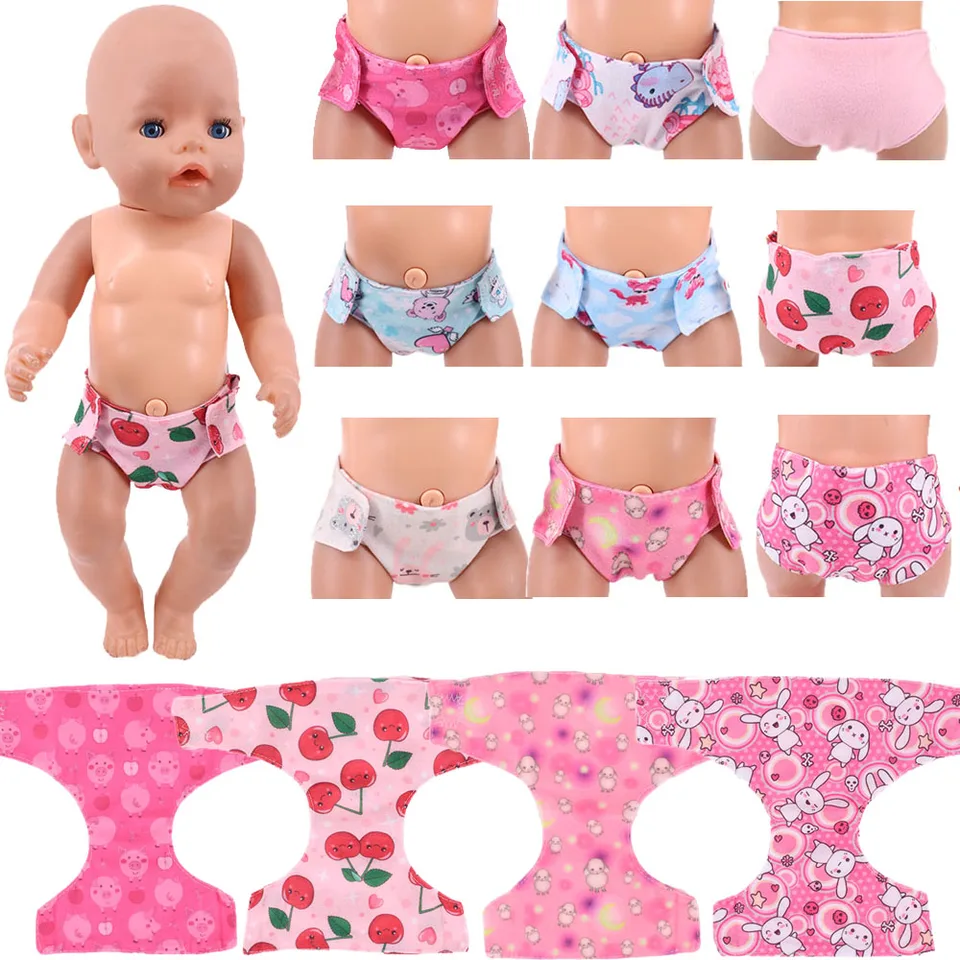 Doll Plienky roztomilé spodné prádlo Zvieraté ovocie tlač pre 18 -palcové americké bábiky a 43 cm dieťa Reborn, naša generácia, dolky na bábiky