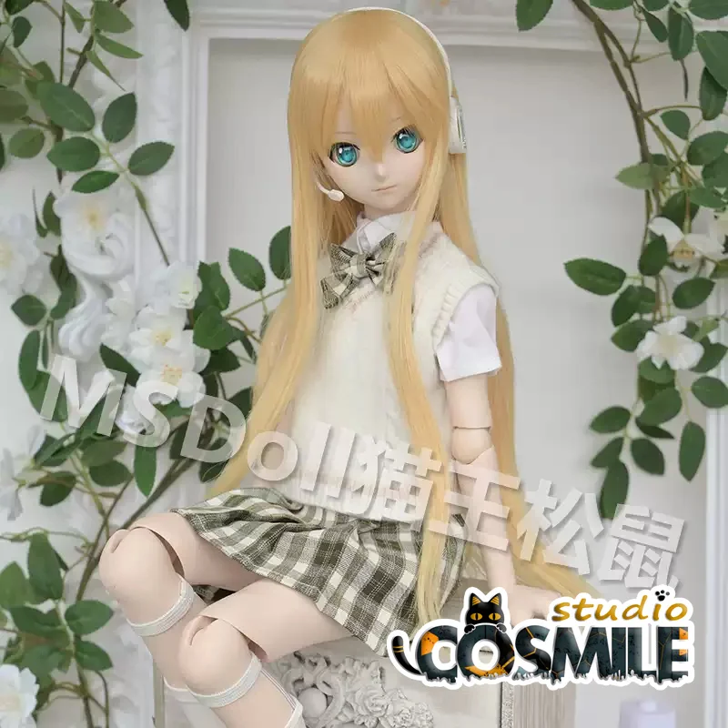 Doll Použite anime komiks idol hviezda žltá blond vlasy 1/3 sd dd bjd doplnky Doll's Wig Hair cosplay cos sa