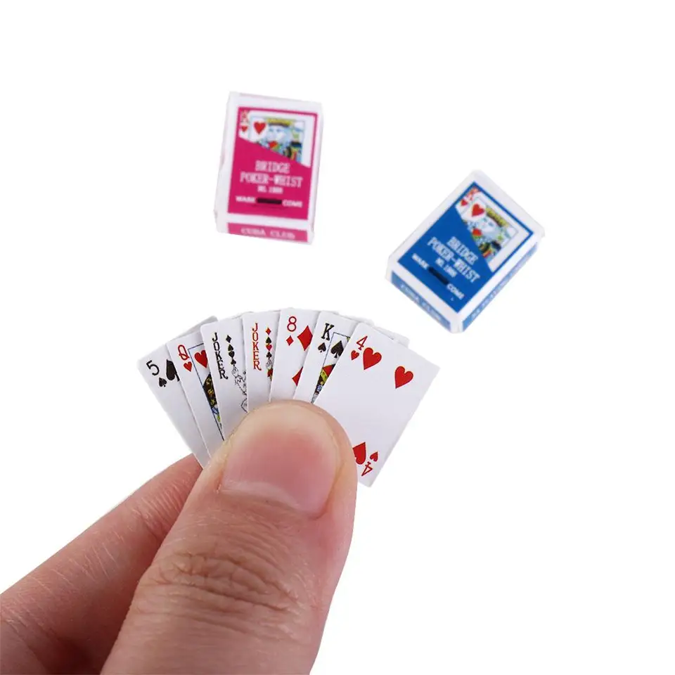 Dollouse Dodávky hrací karty Hry hrajúce pokerové karty Mini hracie karty Miniatúrne hry poker miniatúrny domček