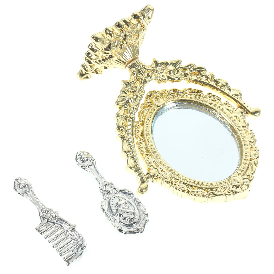 Dollouse Mirror Miniatúrne zrkadlá dekorácie zliatiny pre večierky Detské hračky Dresser Ozdoby malá súprava predstierajú modely