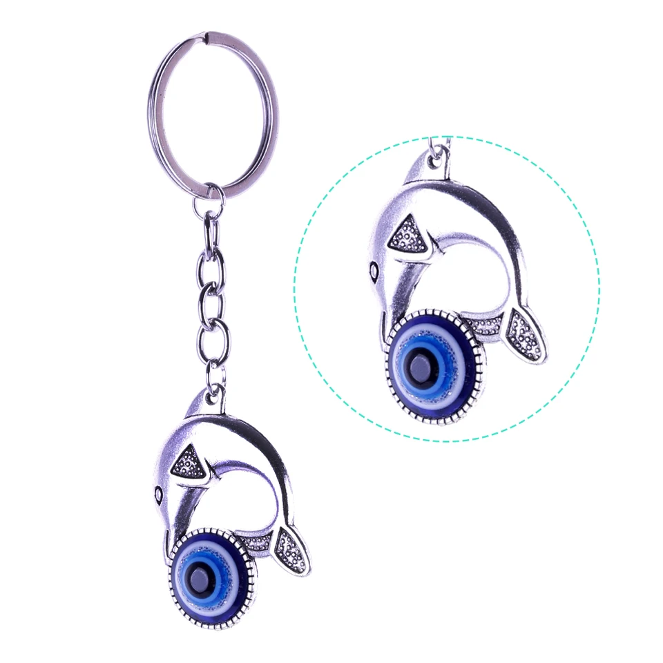Dolphin Blue Eye Greek Turkish Lucky Prívesok Zlé oči Amulet Porpoise Animal Bag Charm Keychain sviatočné párty