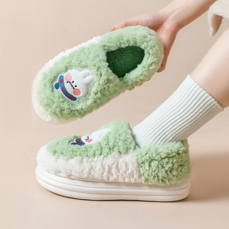 Dom teplý mäkký plyšový zimný topánky Žena Men Indoor Plippers Anti-Slip Slip-On viacero