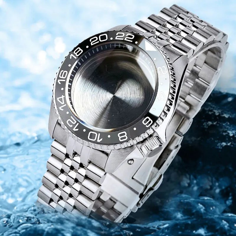 Dome Sapphire Glass GMT čierna šedá vodotesná SKX Case Case 41 mm pre NH35 NH36 Pohybový oceľový náramok potápač potápa