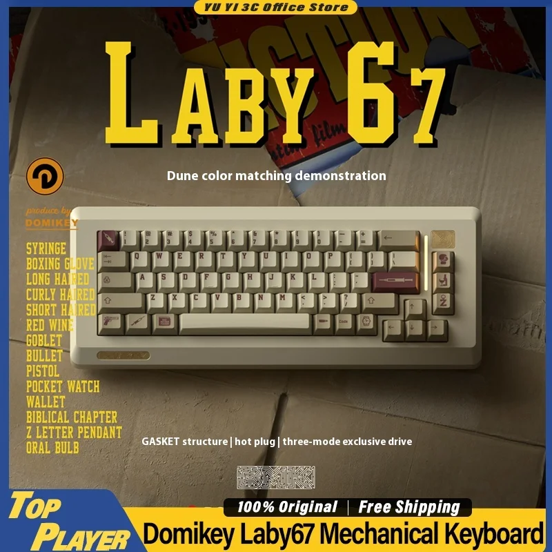 Domikey laby67 Mechanická klávesnica Barebones Kit CNC hliník na mieru Switch Hot Swapble 2,4g BT Wireless