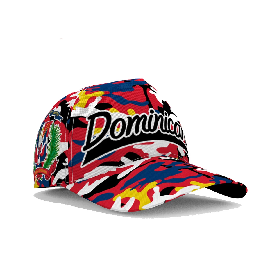 Dominicana Baseball Cap Custom Number Tím Klobúky DMA Travel Španielsky národ Dominikánska republika Santo Domingo Flag Photo hlavy hlavy