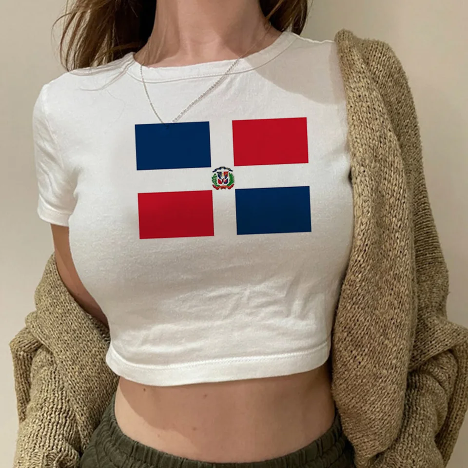 Dominikánska republika rozprávka Grunge Grafická plodina Top ženské streetwear rozprávky grunge cyber y2k goth oblečenie tričká