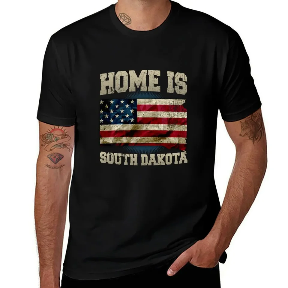 Domov je Južná Dakota USA USA MAP Darček Unikátny fanúšikovia hrdí silné podporné tričko prispôsobené pánske módy