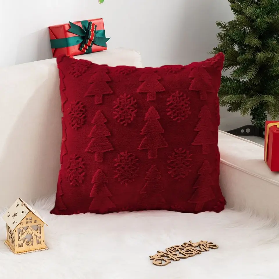 Domáca dekorácia Jacquard vianočný plyšový vankúš vianočný stromček vankúš v štýle vankúšu vankúšová vločka biela vankúšová krycia pohovka/posteľ