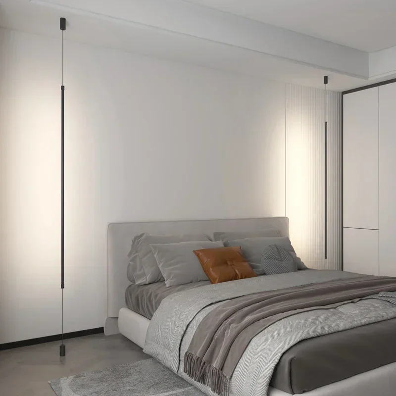 Domáca dekorácia lampa Moderná 120 cm LED podlahové svetlo pre obývaciu izbu spálňa postele Svetlo čierne zavesenie svietidla