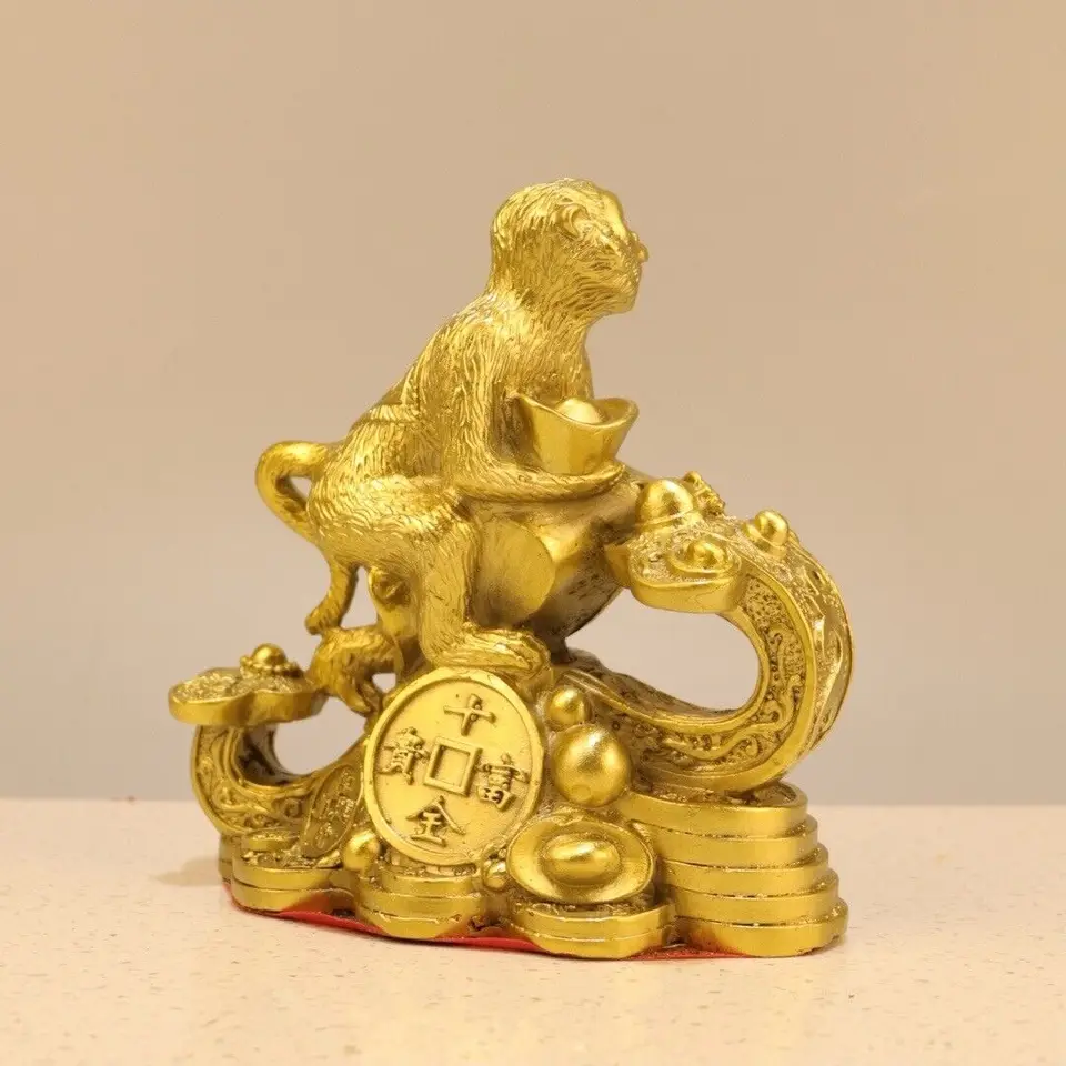 Domáca dekorácia Mosadzná socha fengshui šťastie bohatstvo Ruyi Monkey Monkey 14 cm