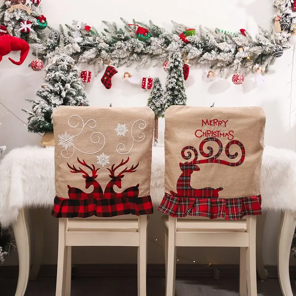 Domáca dekorácia Nový rok Santa Claus jedálenská miestnosť dekor stoličky Sedadlo Sedo vianočné dekorácie