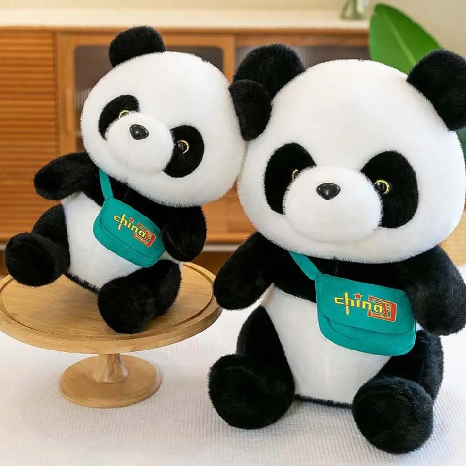 Domáca dekorácia panda s batohom plyšovým vankúšom dekorácia pohovka