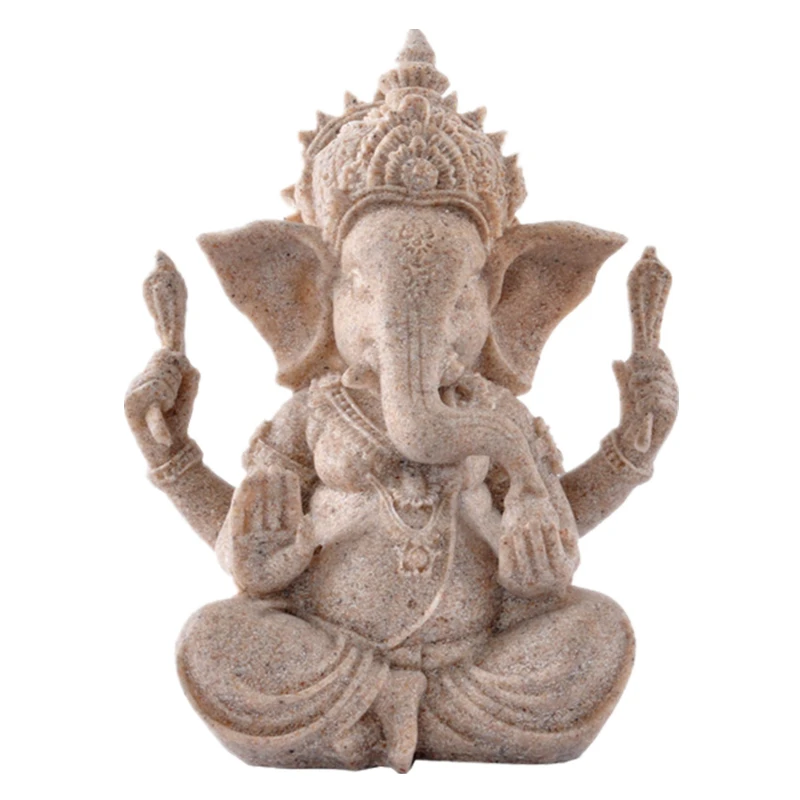 Domáca dekorácia Príroda Sandstone Indian Ganesha figurín náboženský hinduistický slon bohov bohov sochy fengshui slonový Buddha