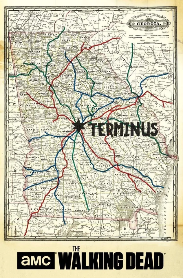 Domáca dekorácia The Walking Dead terminál mapa map-mlč