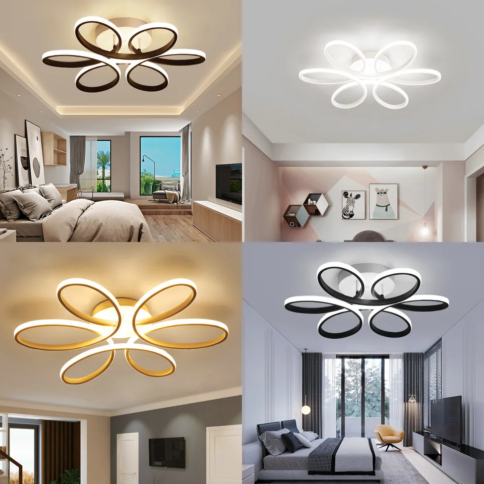 Domáca LED luster Tri farby preplachovacia lampa 12 W kvetinové dizajn stropné svetlá super jasné oči Starostlivosť o chodby